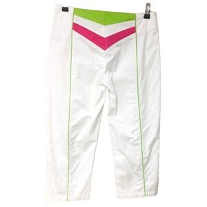 Nike Womens White Capri Pants S 4-6 Pink Green Chevron Beachy Coastal Clean Girl